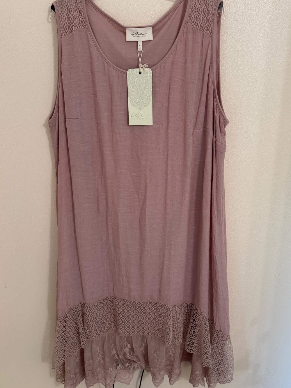 La Bellum by Hillary Scott Dusty Rose Crochet-Hem Sleeveless midi dress - Picture 3 of 11
